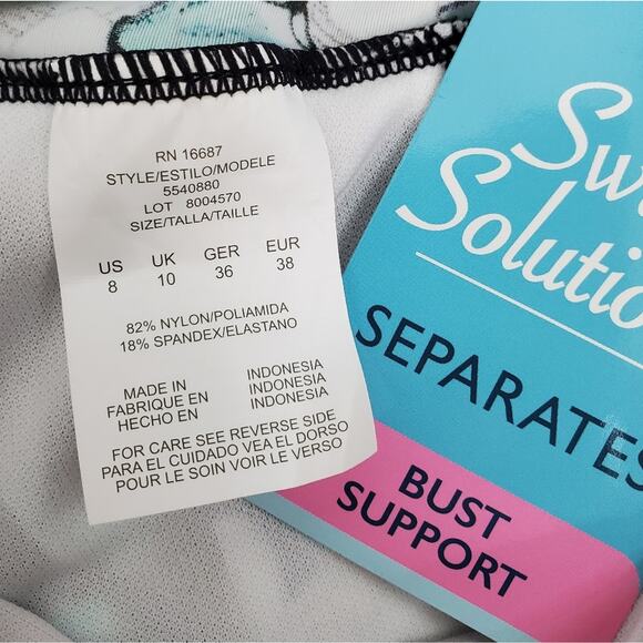 Swim Solutions Vintage Bouquet Tiered Tankini Top - Picture 3 of 3